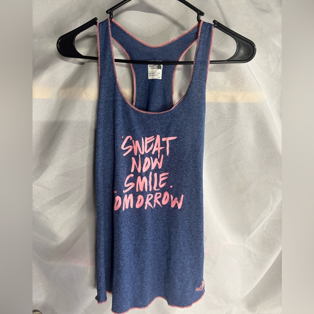 The North Face Blue Tank Top with‎ Pink Accents